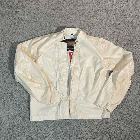 Power Trip Women’s Racing Jacket Y2k White Full Zip Biker Moto Vintage Medium - Picture 1 of 6